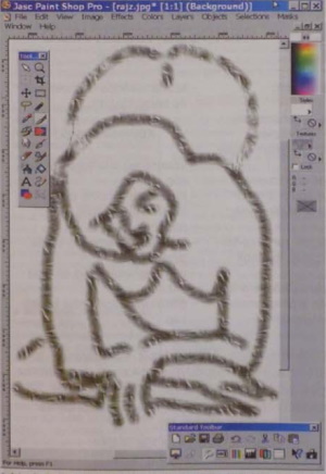 kép. Szabadkézzel húzott, ám textúrával bélelt vonalak a Paint Shop Pro 7-ben  